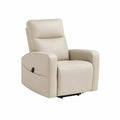Sillón reclinable manual tapizado en piel sintética PU beige con reposabrazos acolchados estructura de acero y madera 100 cm alto 80 cm ancho 90 cm fondo