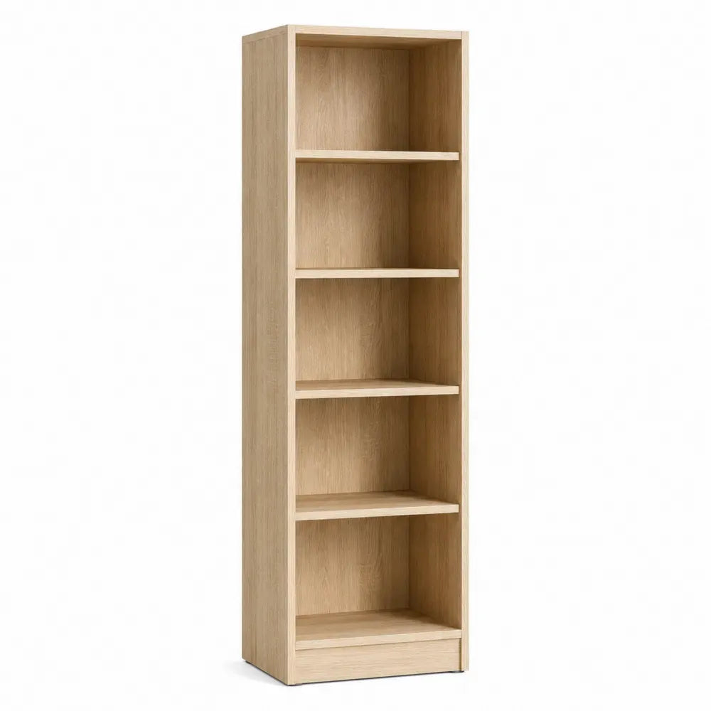 Librería estantería vertical 5 niveles 60 x 30 x 180 cm tablero de partículas acabado roble claro estructura recta