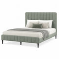 Cama tapizada 160 x 200 cm estructura MDF acero al carbono color verde cabecero capitoné patas negras