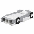 Cama infantil en forma de coche MDF estructura madera ingeniería gris blanco negro ruedas decorativas sin dimensiones especificadas