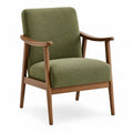 Silla butaca individual tapizada en tela de poliéster verde con estructura de madera maciza de caucho y reposabrazos 78 cm alto 65 cm ancho 72 cm fondo