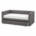 Cama nido tapizada rectangular con cajón inferior de poliéster gris 90 x 200 cm