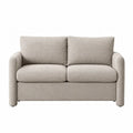 sofá de 2 plazas tapizado en tejido poliéster beige estructura de madera de pino 170 cm ancho 85 cm fondo 82 cm alto