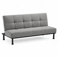 sofá cama clic clac de 3 plazas tejido poliéster color gris estructura de acero patas metálicas 180 cm ancho 85 cm fondo 85 cm alto