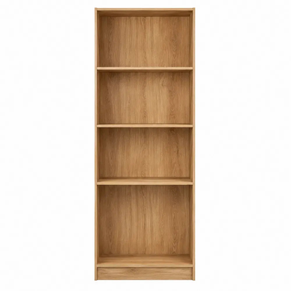 Librería vertical abierta de 4 niveles de MDF y tablero de partículas roble claro 60x30x180 cm