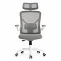 Silla de oficina ergonómica de malla con reposacabezas ajustable soporte lumbar base giratoria con ruedas gris blanco 120 x 60 x 60 cm