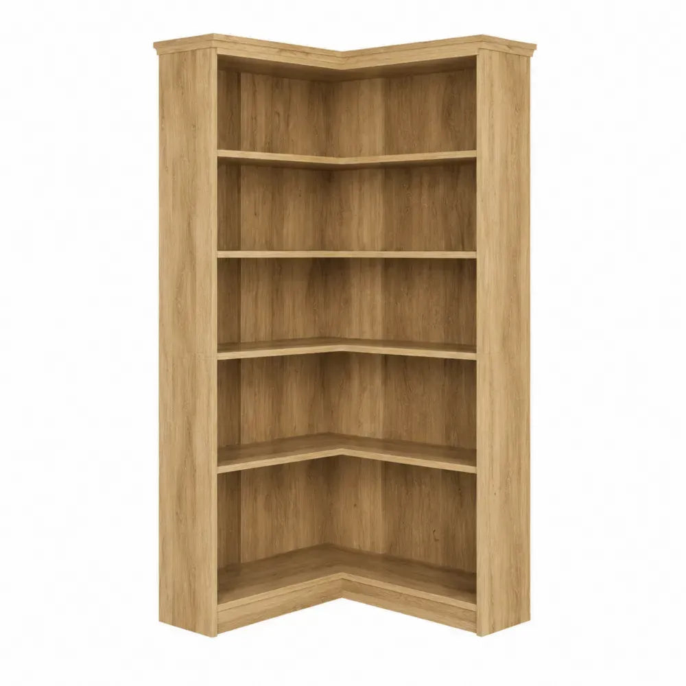 Librería de esquina de madera MDF acabado roble estantería de 5 niveles 180 x 60 x 60 cm